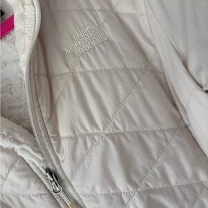 The North Face Women's Cream Quilted Puffer Jacket with Sherpa Collar